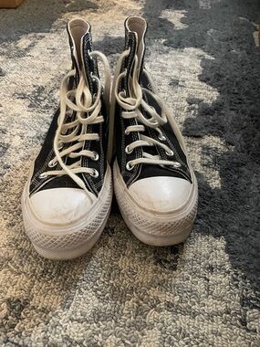 Converse Black and White High-Top Platform Sneakers